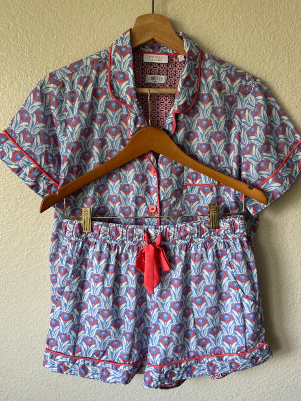 Antonio Melani x Liberty Of London PJ Short Set Sz Med Button Front Waist Tie